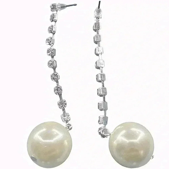 VINTAGE Diamond Yellow Bead & White Diamond Hanging Earrings - Picture 1 of 8